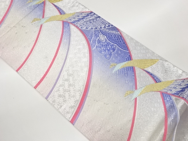 JAPANESE KIMONO / SAGA NISHIKI VARIATION PEACOCK PATTERN WOVEN FUKURO